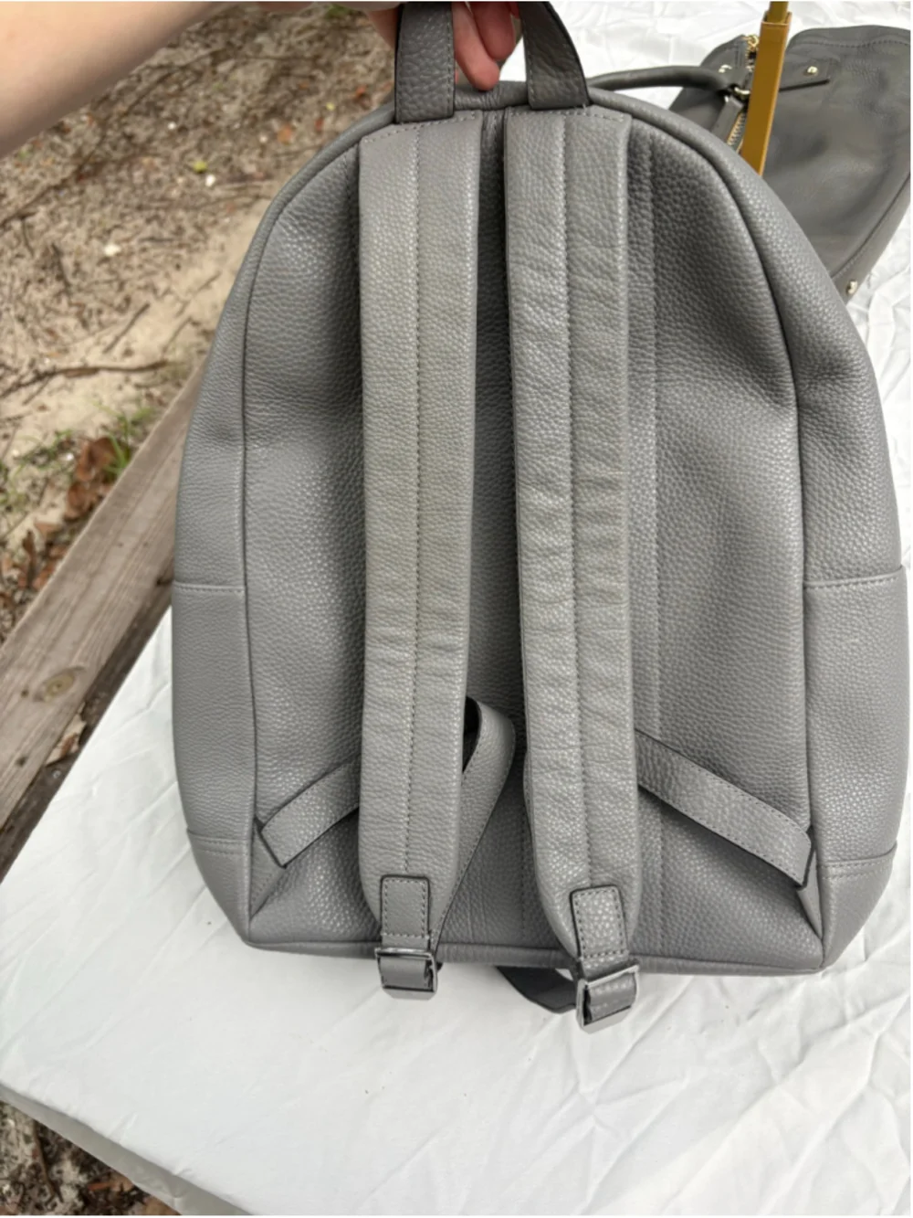 Authentic Michael kors leather Grayson gray with gunmetal hardware